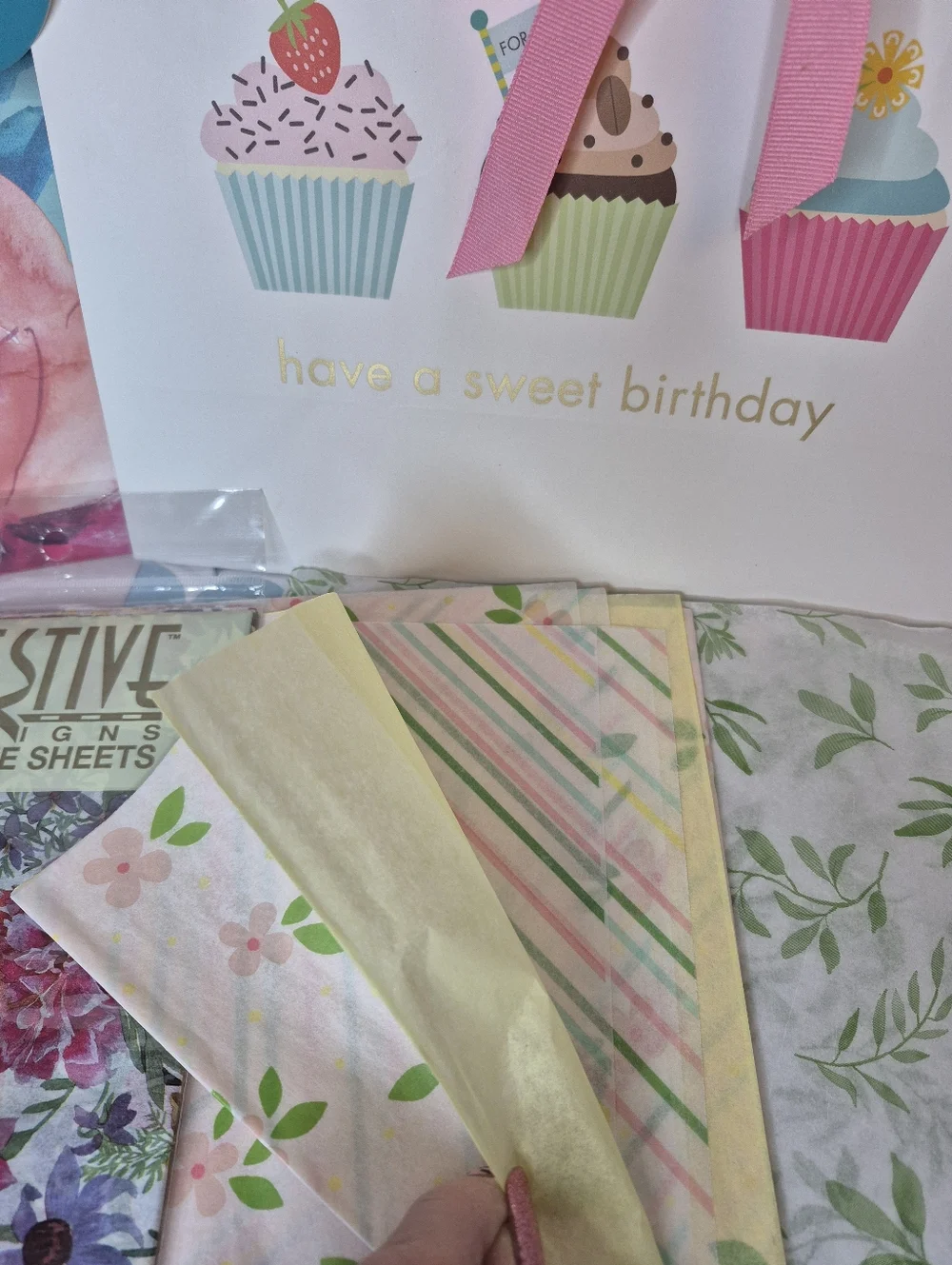 Floral Gift Bags and Tissue Wrapping Lot for Any Occaision and one Birthday